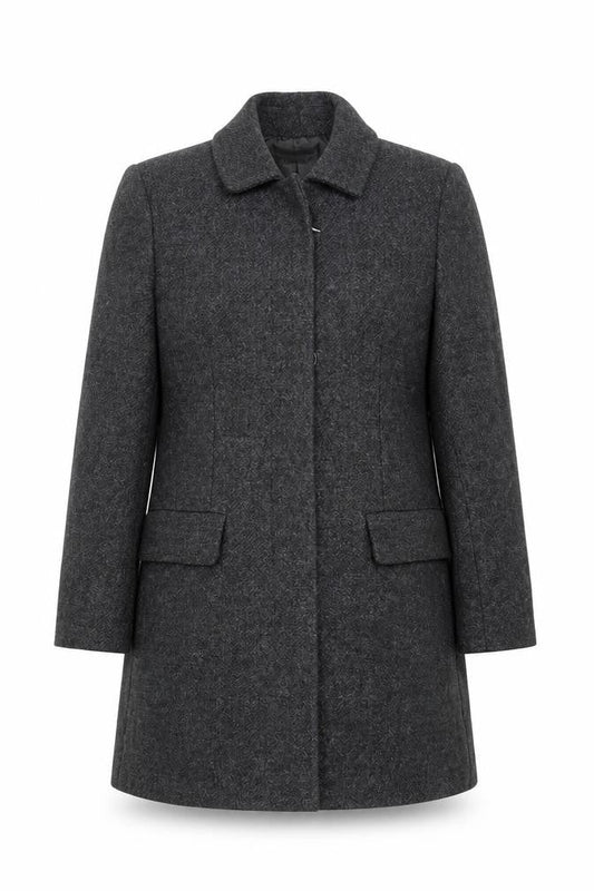 Casual Corner Women's Grey Wool Long Overcoat Size 10