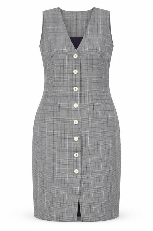 Talbots Petites Grey Check Sheath Business Dress Size 6