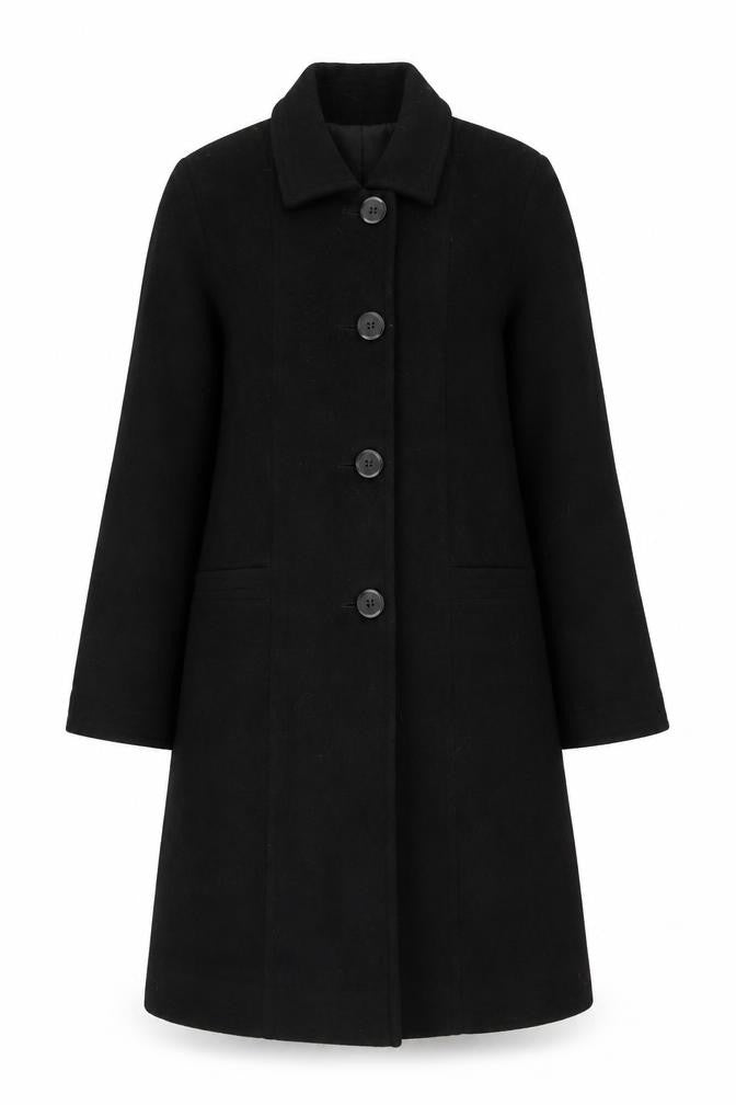 Cleo Petites Women’s Black Wool Blend Mid-Length Coat Size 6