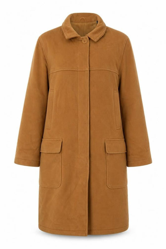 Calvin Klein Women's Brown Wool Blend Long Overcoat Size 12
