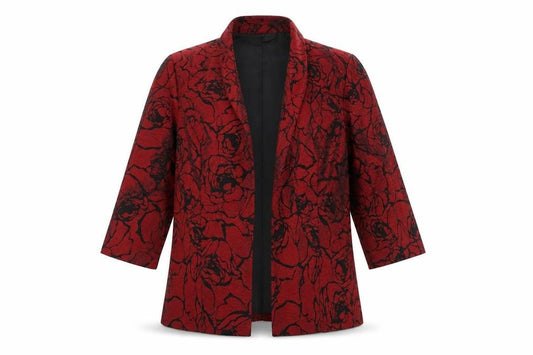 Alex Evenings Petite Red Floral Blazer Jacket Women’s M Chic Formal