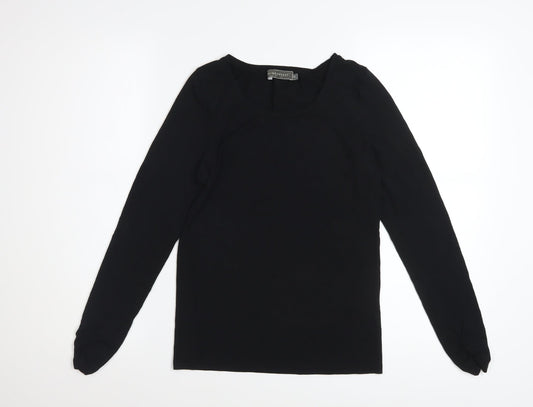Mint Velvet Womens Black Long Sleeve Modal Top Size 12
