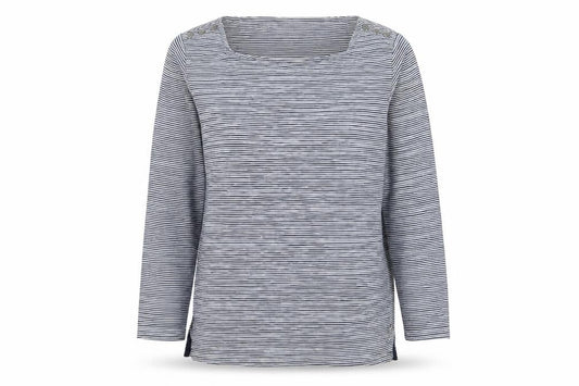Jasper Conran Women's Blue Striped 3/4 Sleeve Cotton Top Size 12