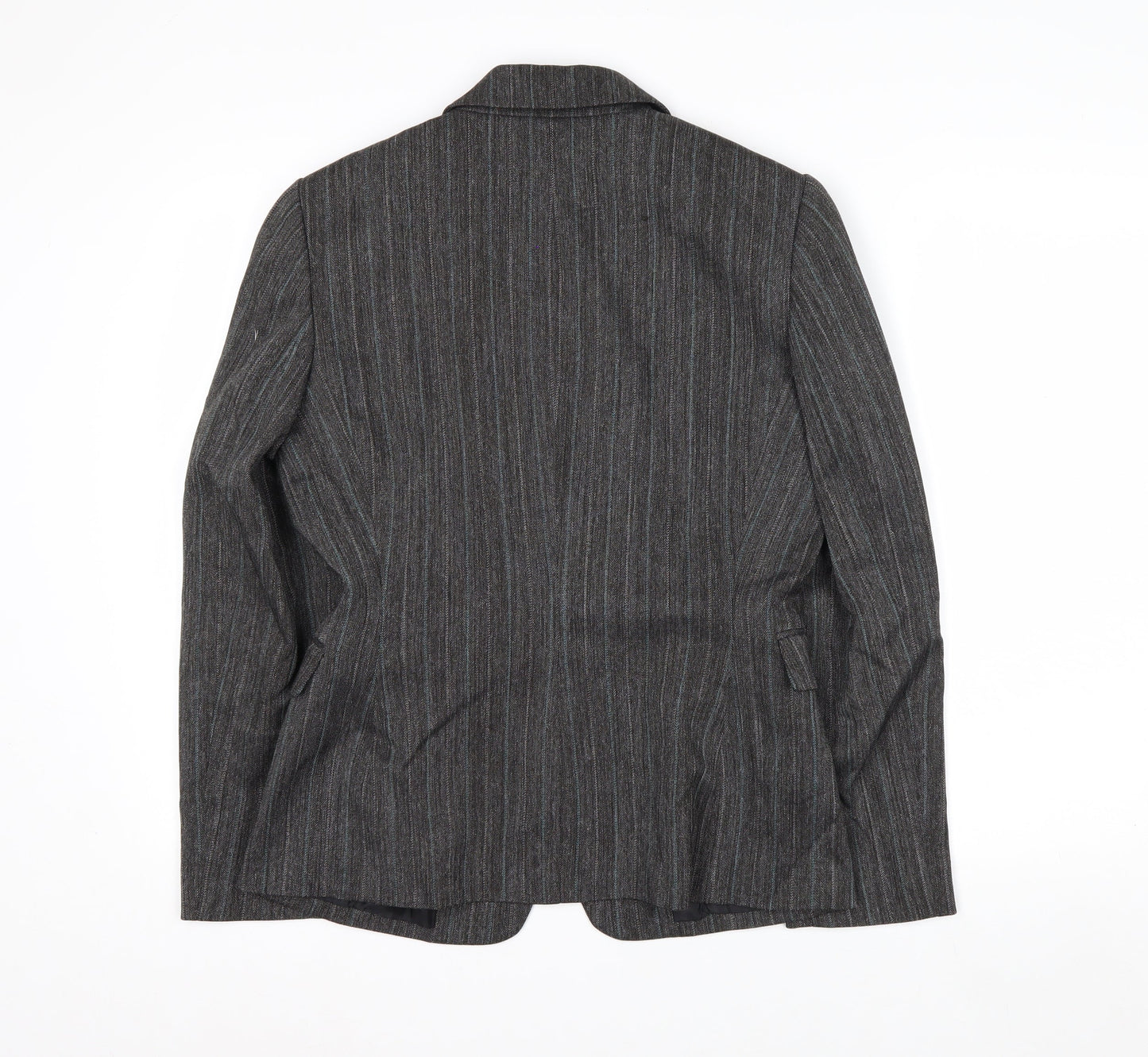 Tahari ASL Women's Grey Pinstripe Single-Breasted Blazer Size 8