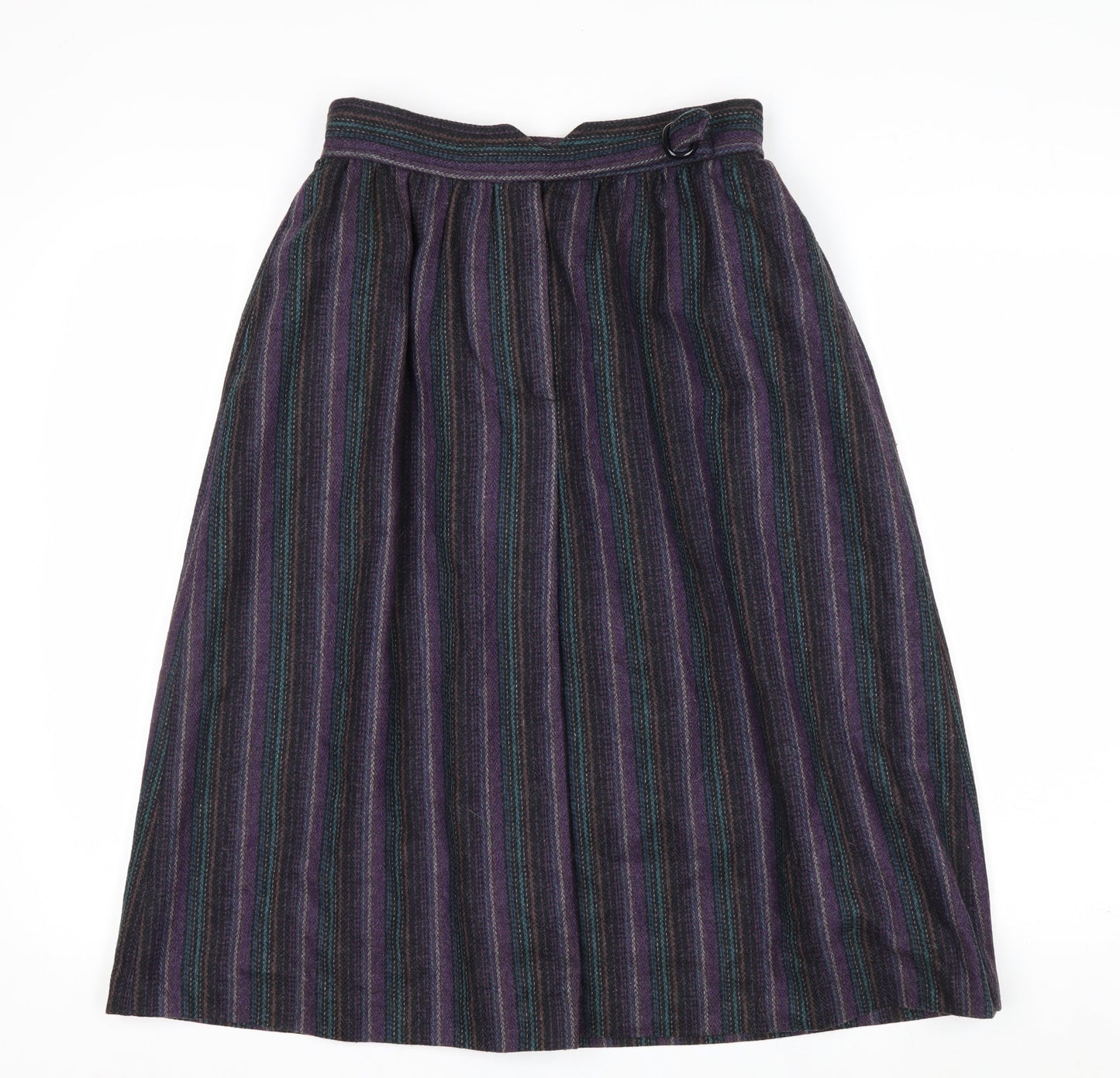 Abvien Women’s Purple Wool Striped A-Line Midi Skirt Size 12