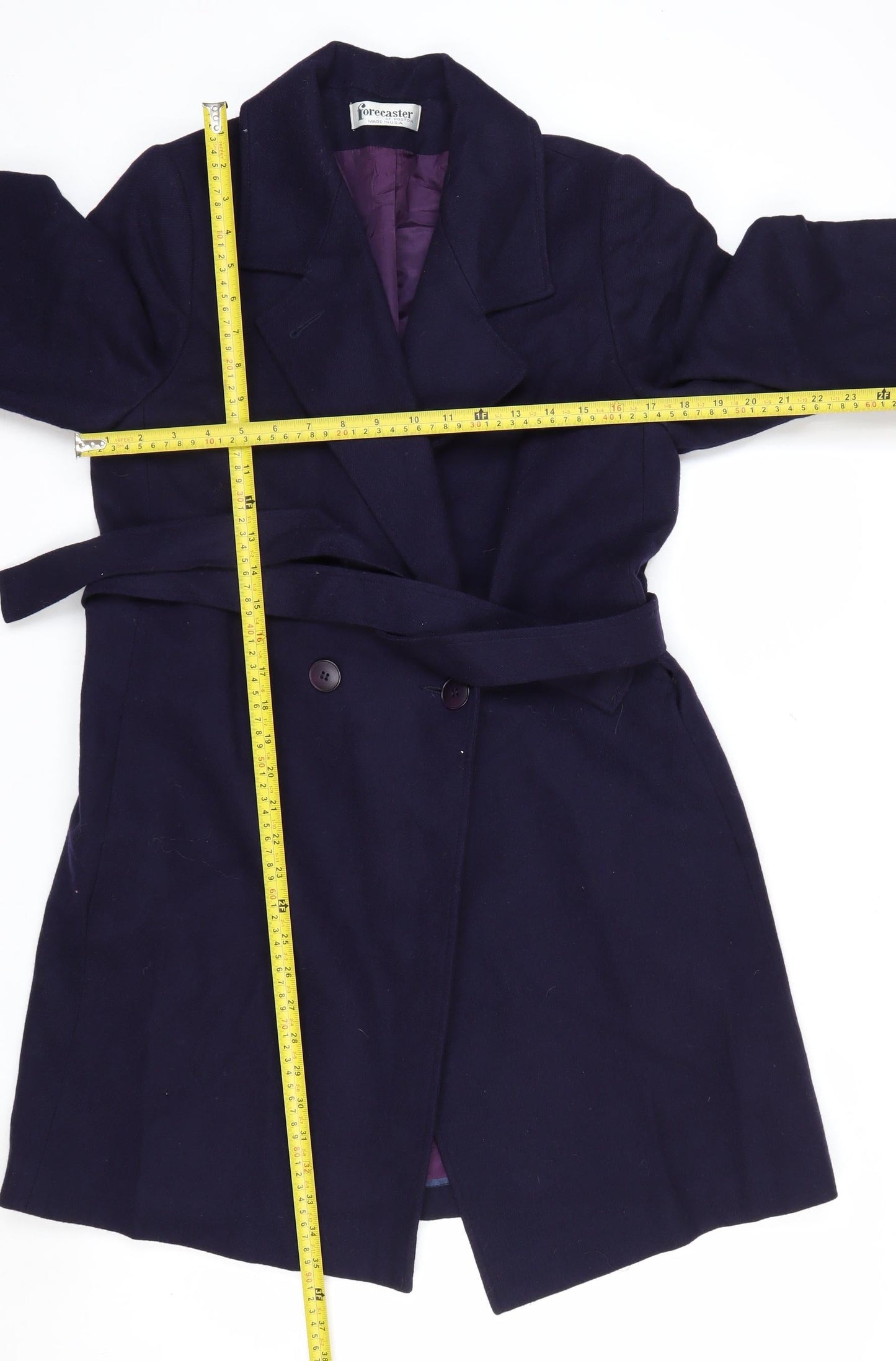 Forecaster of Boston Womens Blue Wool Belted Overcoat Size 6