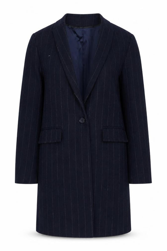 Marks and Spencer Women Black Wool Blend Striped Blazer Size 8