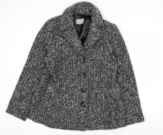Marks and Spencer Per Una Women Grey Wool Blend Button Coat Size 16