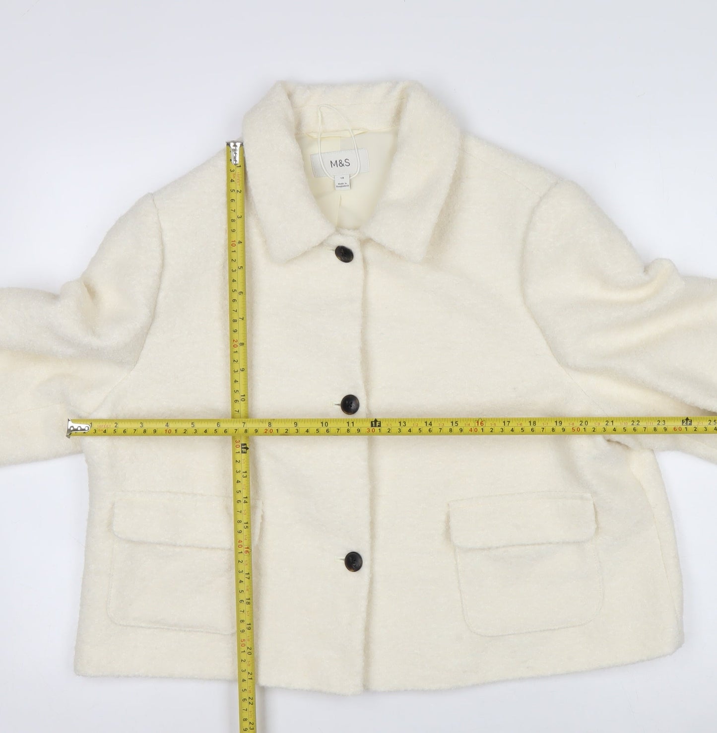 Marks and Spencer Women Ivory Wool Blend Short Jacket Size 18