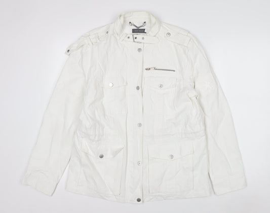 Mint Velvet Women's White Size 14 Military Jacket Cotton Blend