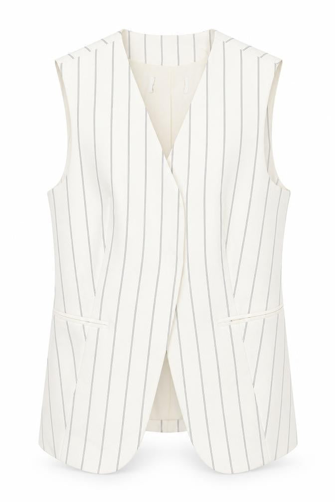 Marks & Spencer Womens Ivory Striped Sleeveless Tunic Blouse UK 6