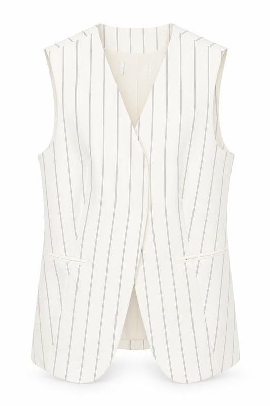 Marks & Spencer Womens Ivory Striped Sleeveless Tunic Blouse UK 6