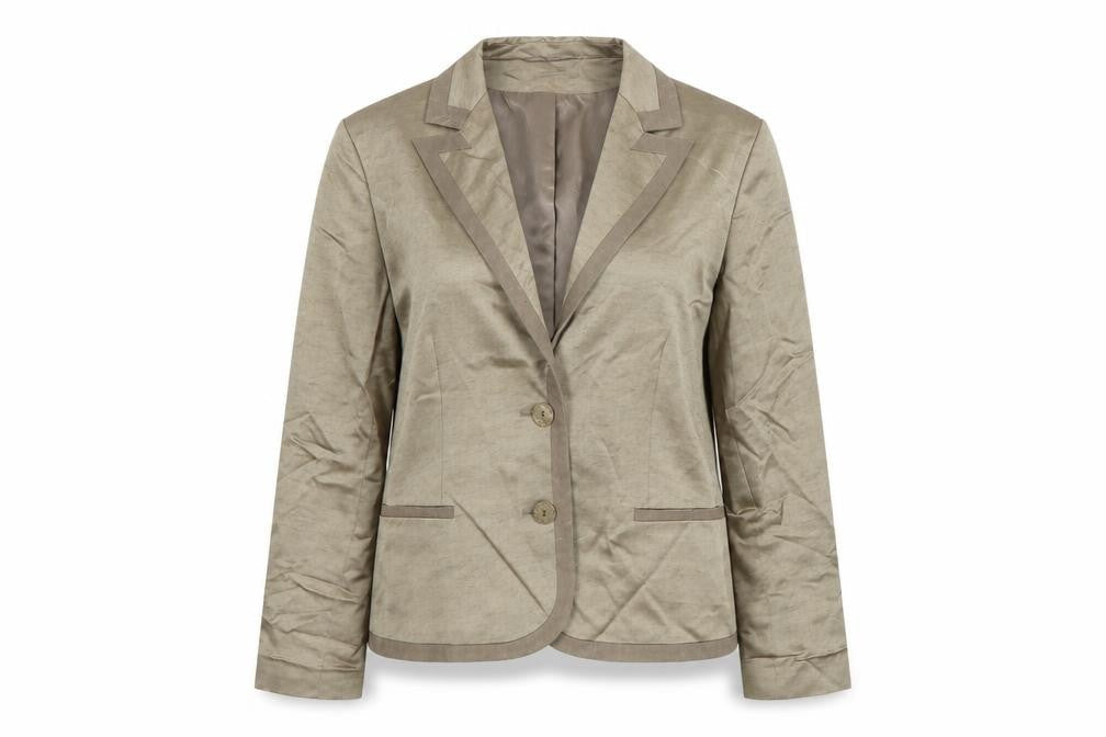 Planet Womens Beige Linen-Blend Single-Breasted Blazer Jacket Size 12