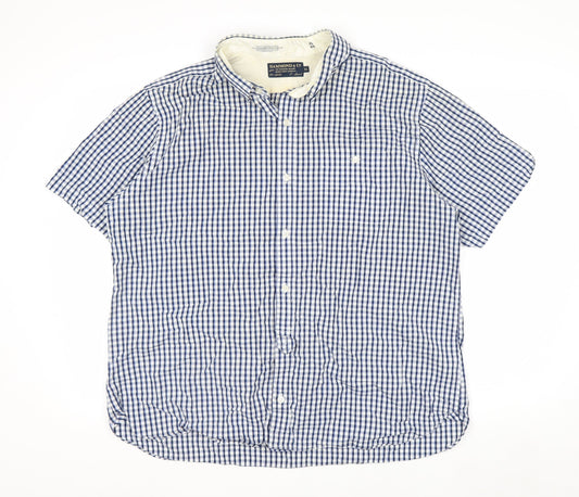Hammond & Co Men's Blue Check Short Sleeve Button-Up Shirt XL