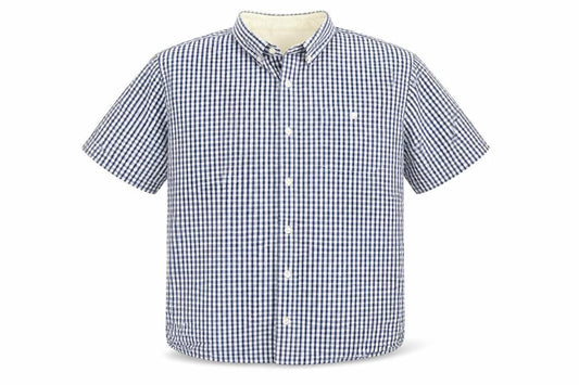 Hammond & Co Men's Blue Check Short Sleeve Button-Up Shirt XL