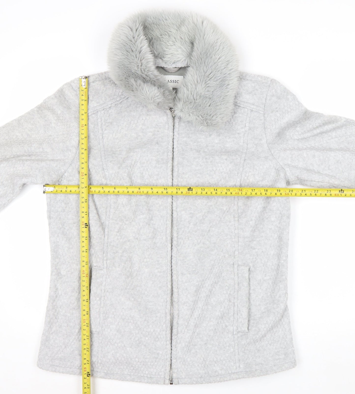Marks and Spencer Women’s Grey Faux Fur Collar Zip Jacket Size 14