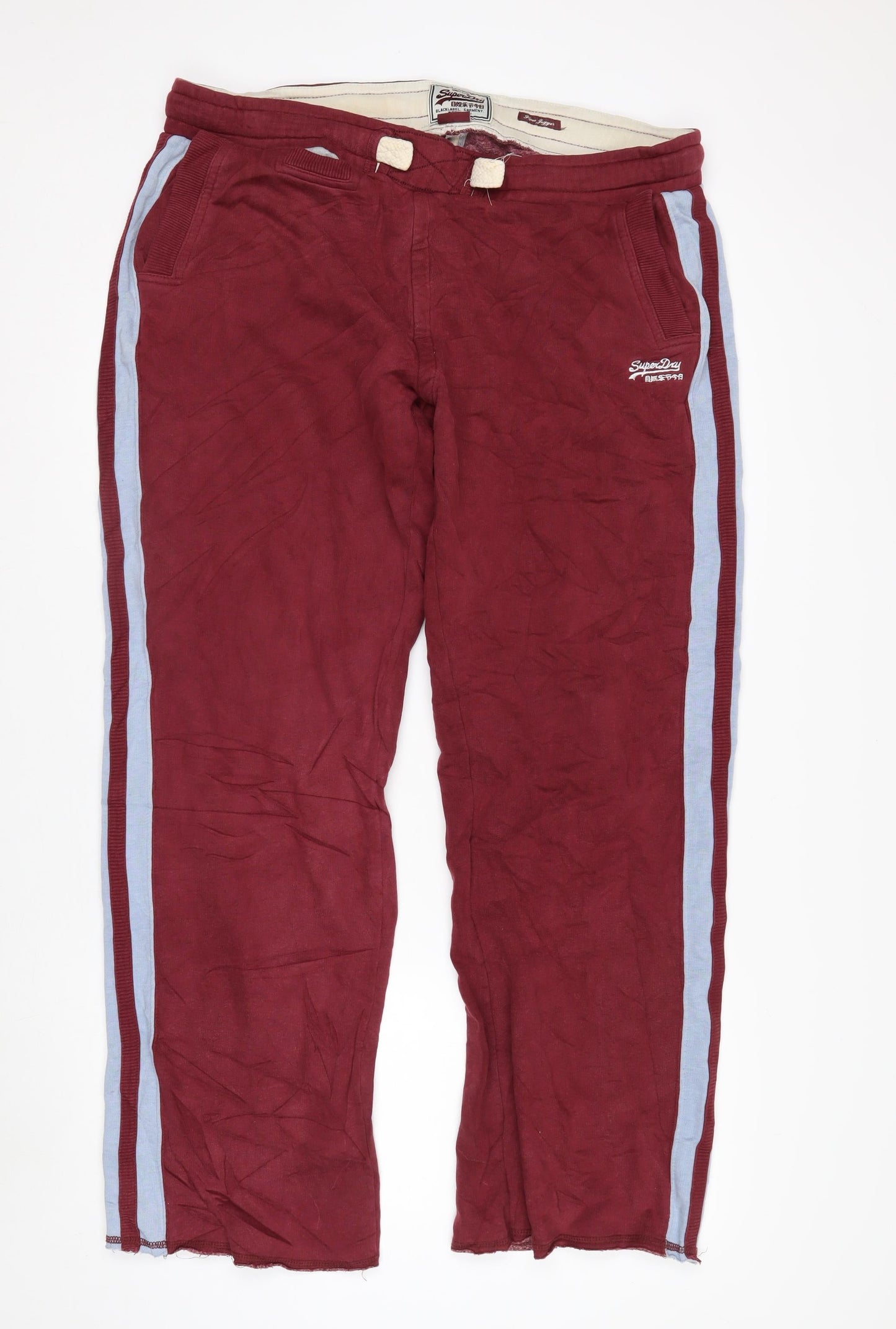 Superdry Men's Red Track Pants Large with Side Stripe