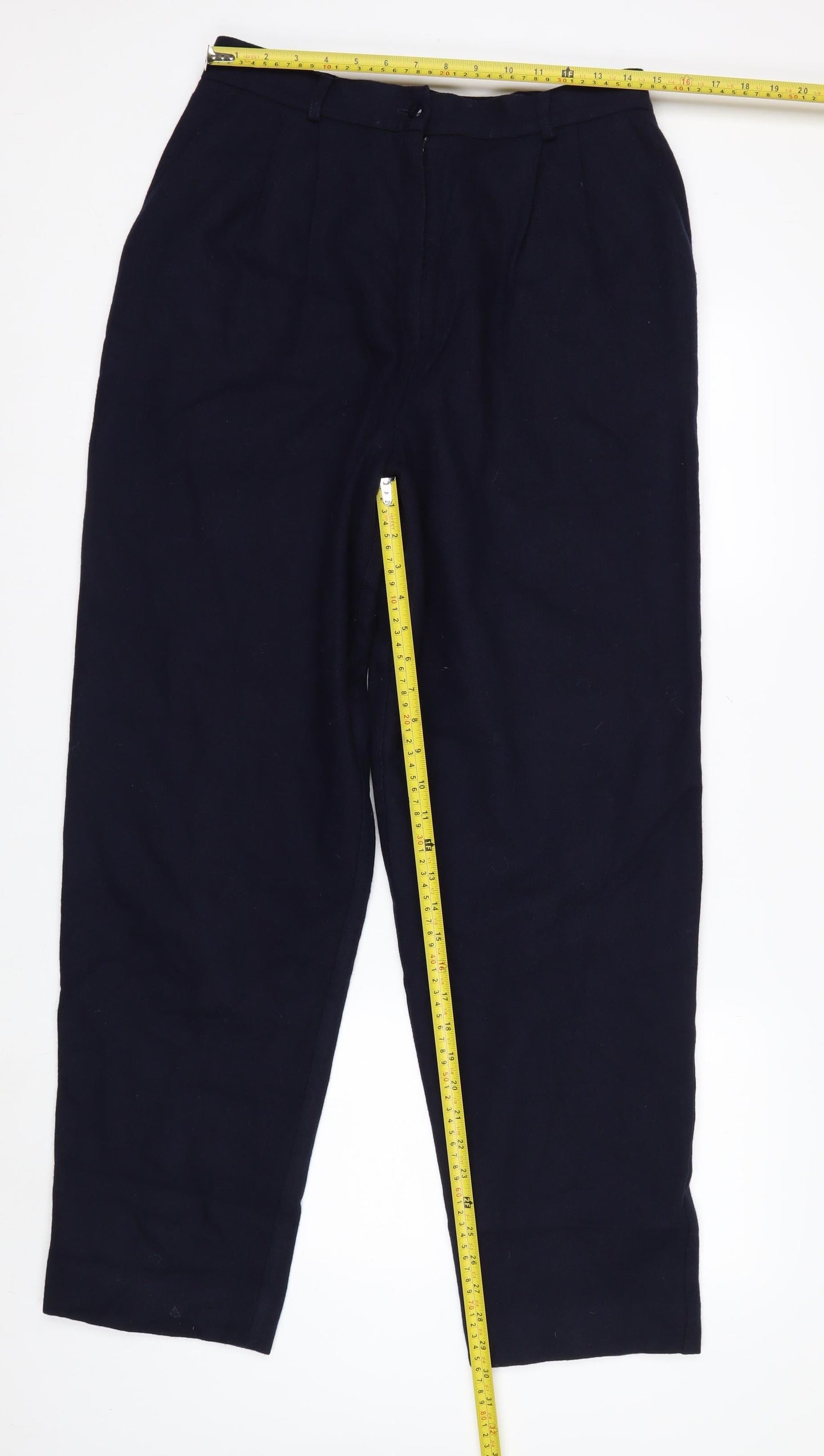 Worthington Women Navy Wool Trousers Size 14 Tall Lined Classic Workwear