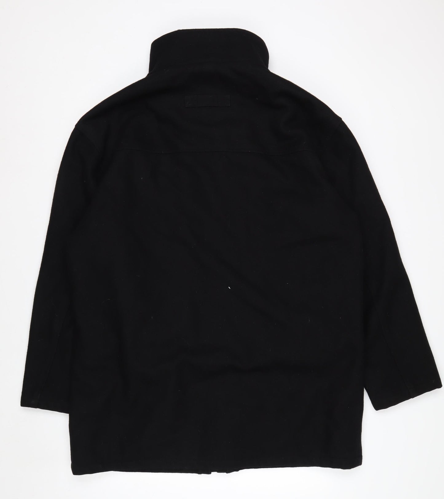 KARACOL Men's Black Wool Blend Mid-Length Overcoat XL