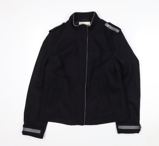 Marks and Spencer Women's Black Wool Blend Military Jacket UK 10