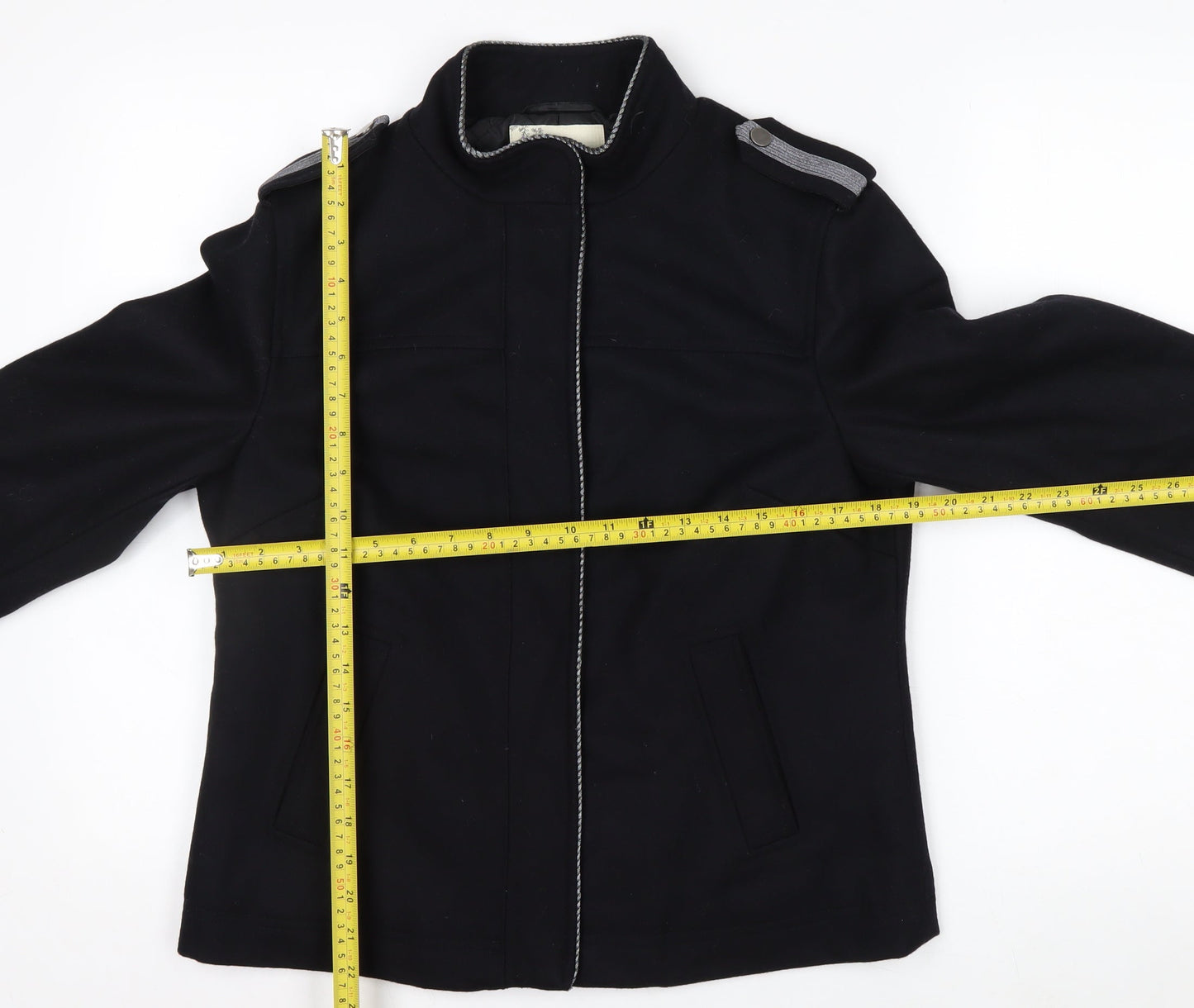 Marks and Spencer Women's Black Wool Blend Military Jacket UK 10