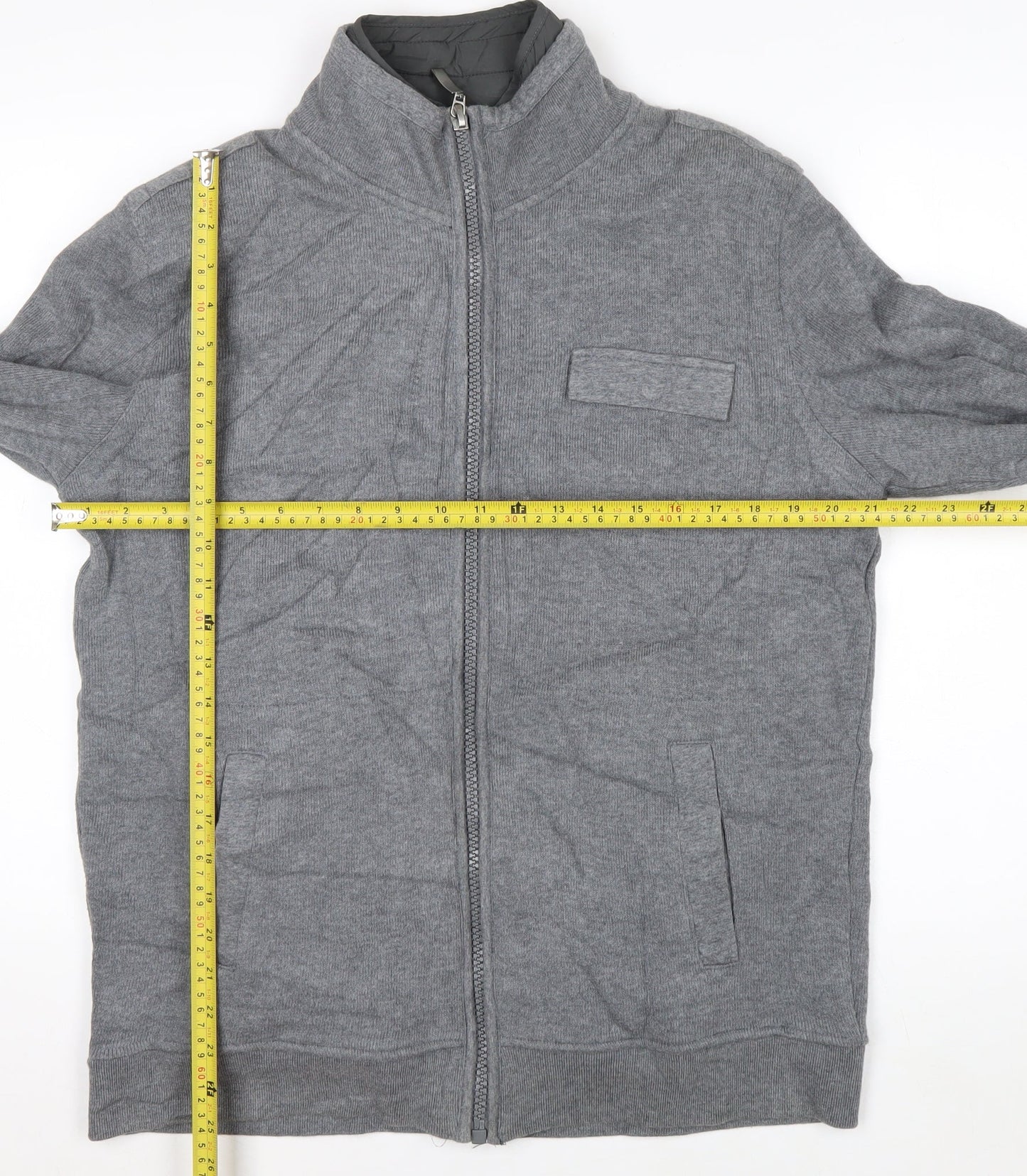 Jasper Conran Men’s Grey Full Zip High Neck Knit Jumper L