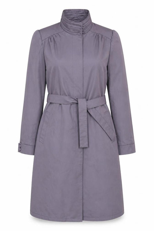 Sophisticate Miss Women’s Purple Belted Trench Coat Size 12 Long Sleeve
