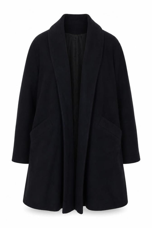 Anne Klein Women’s Black Wool Long Overcoat Size 12 Lined Classic