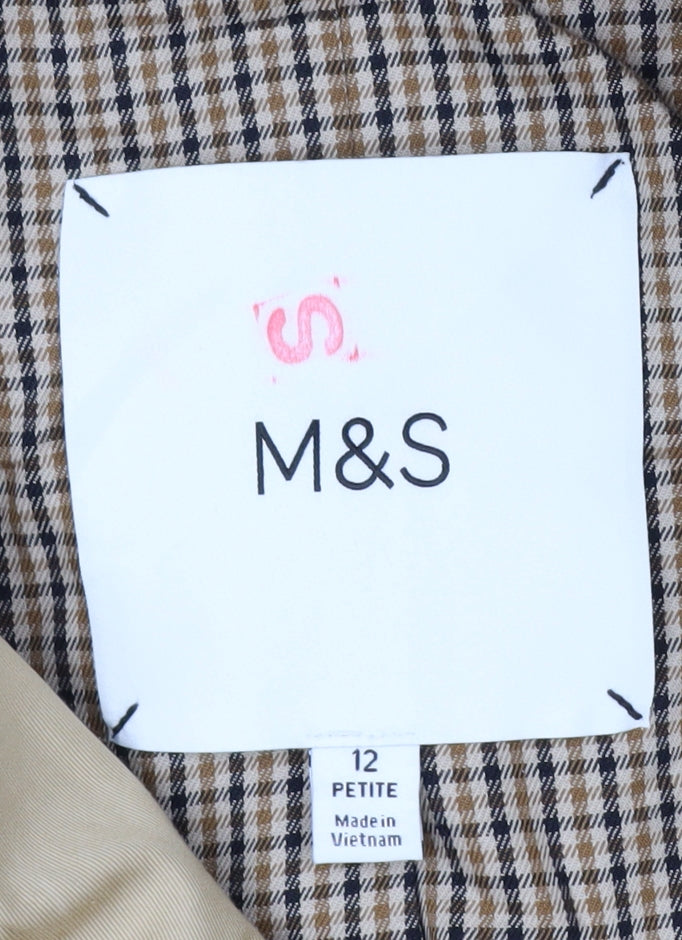 Marks and Spencer Women's Beige Trench Coat Size 12 Petite Cotton Belted