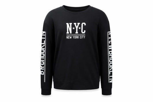 H&M Men’s Black NYC Graphic Long Sleeve Cotton Casual Top M