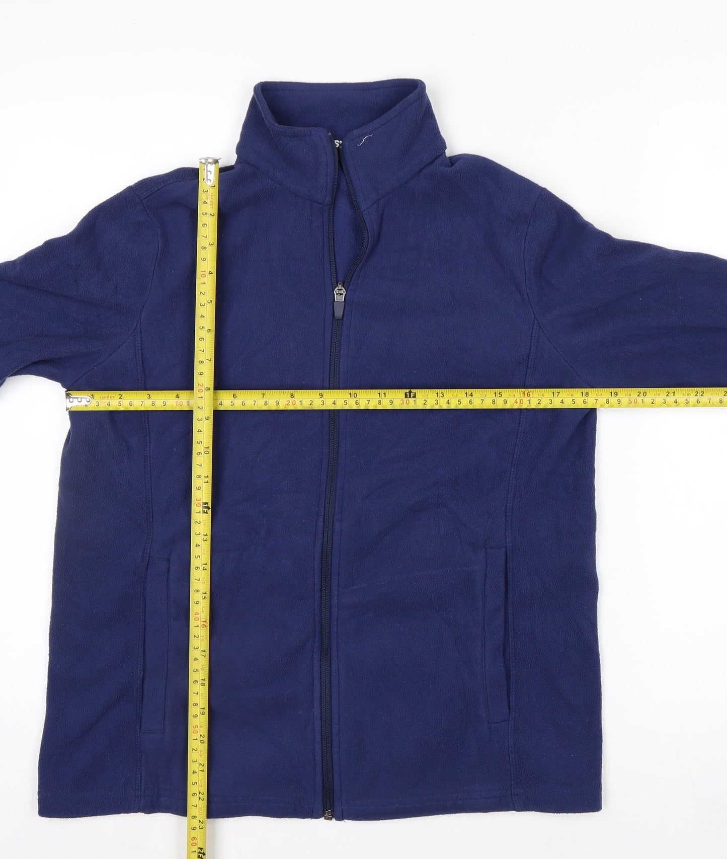 Lands' End Women's Blue Fleece Full Zip Petite Jacket Size S