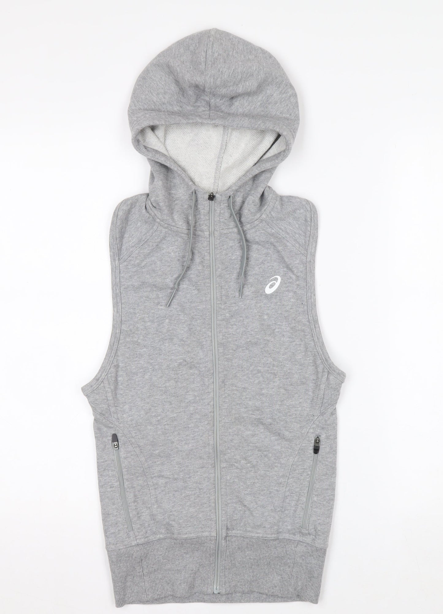 ASICS Women's Grey Full Zip Hoodie Vest XS Lightweight Activewear