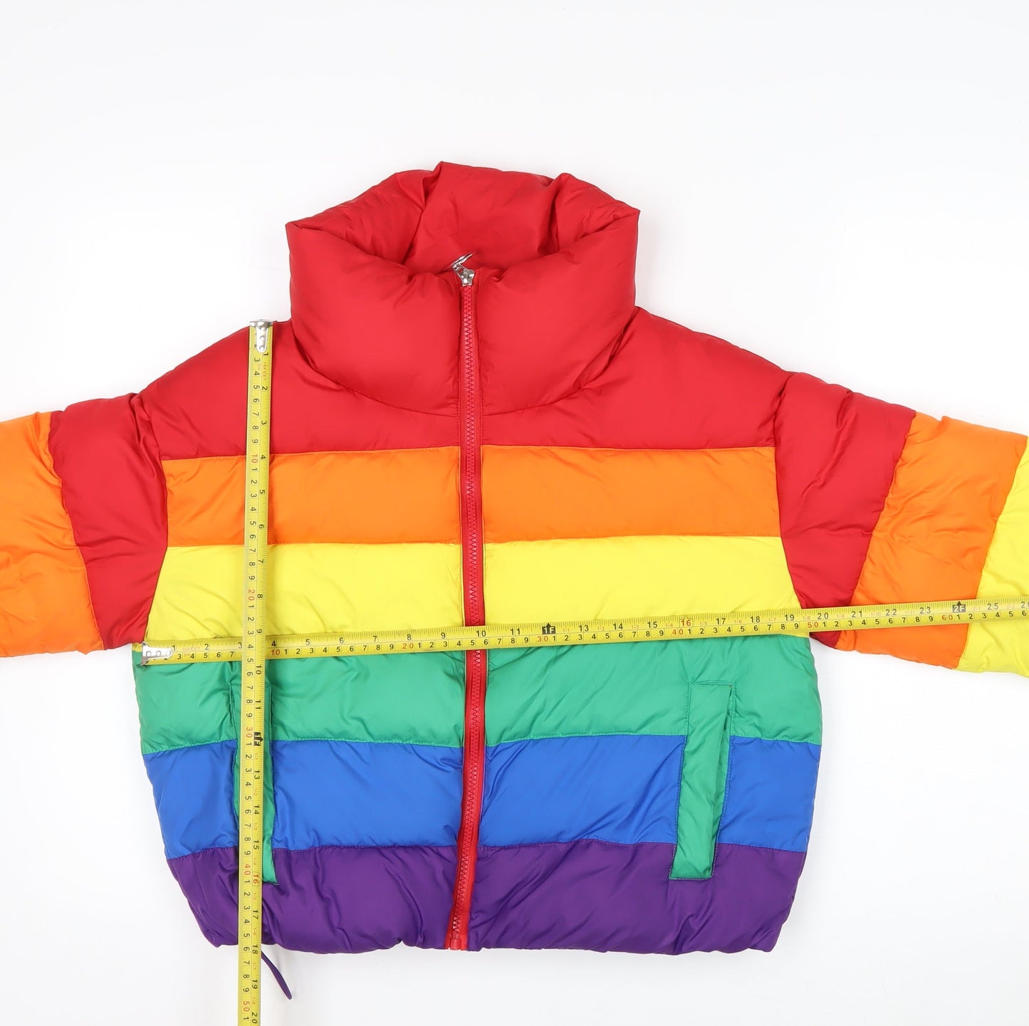Primark Womens Multicoloured XS Cropped Puffer Jacket