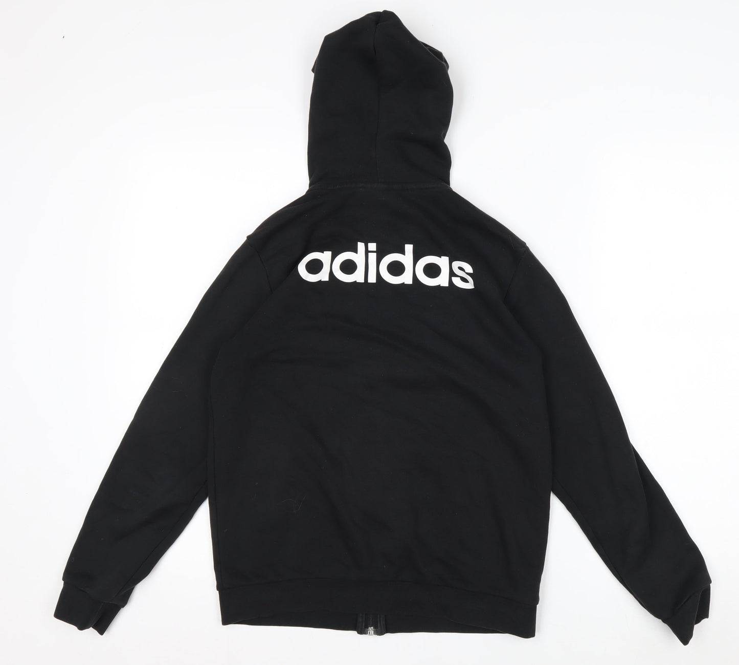 Adidas Boys Black Full Zip Hoodie Size 11-12 Years Cotton Blend