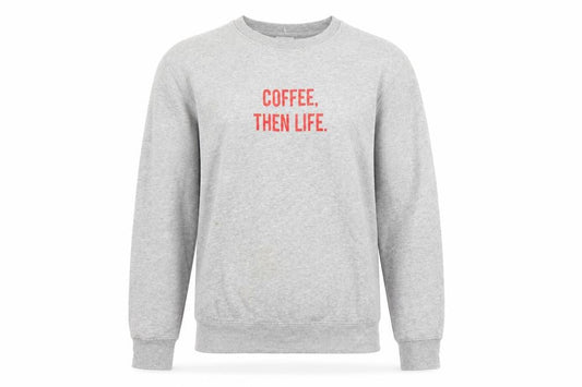 Rock On Ruby Unisex Grey L Pullover Sweatshirt Coffee Quote