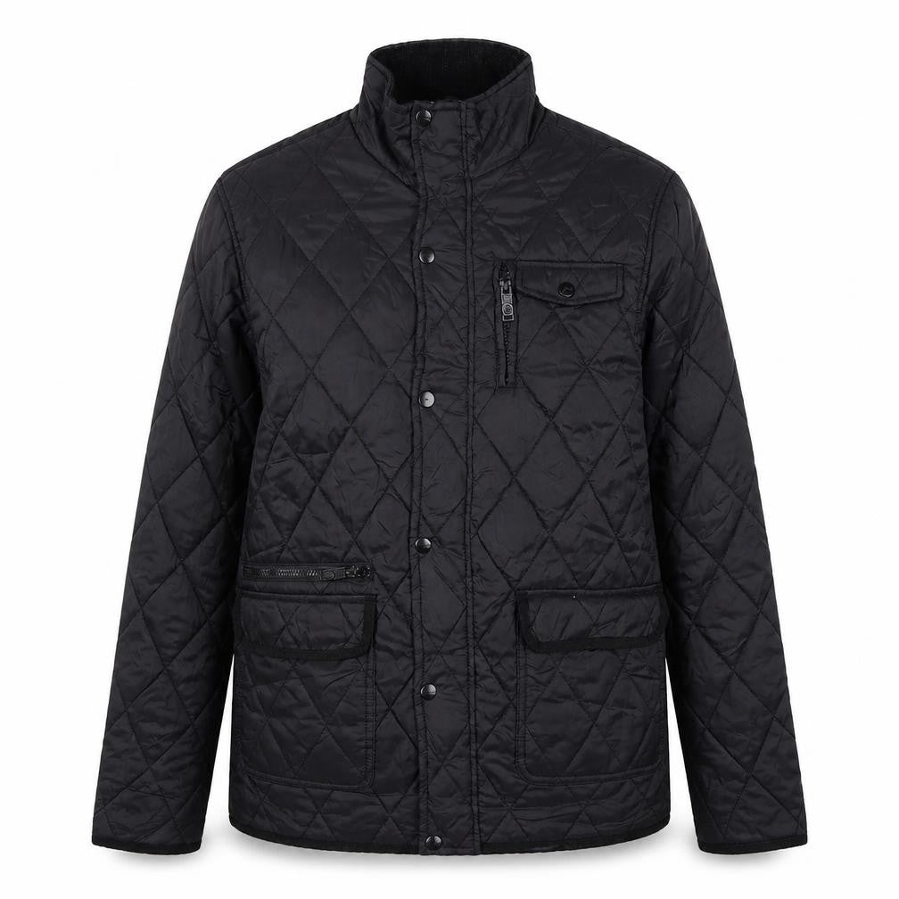 Peacocks Men's Black Quilted Mid-Length Jacket Size M