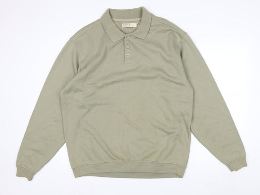 EWM Men’s Green Collared Henley Sweatshirt Size M