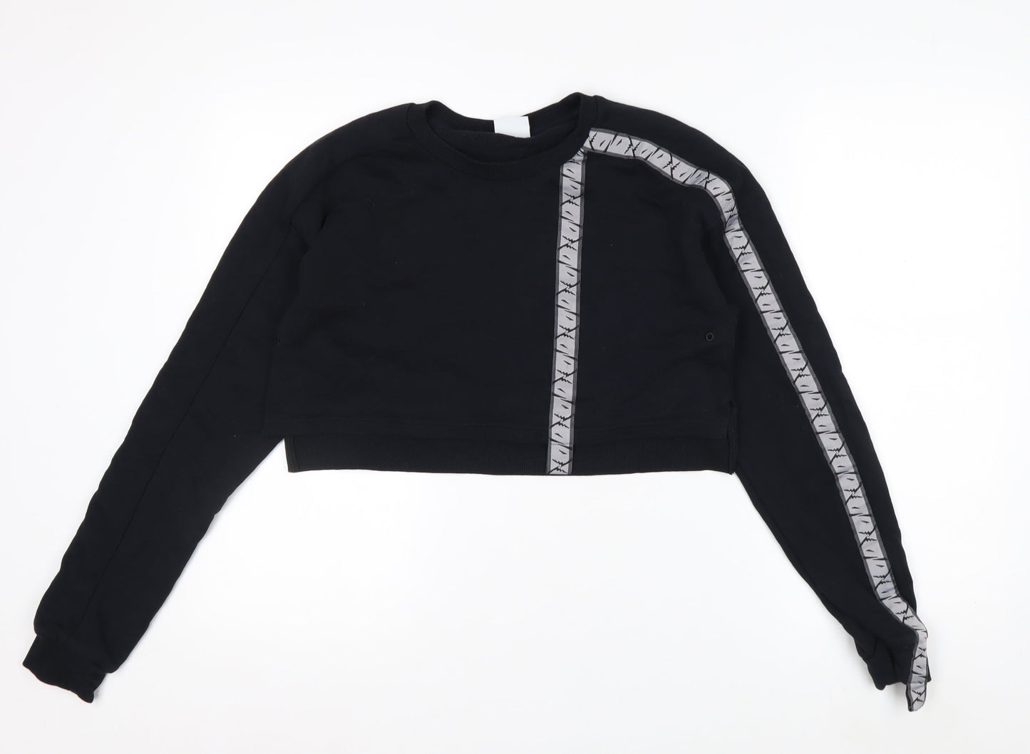 Gymshark Women Black Small Cropped Crew Neck Sweatshirt