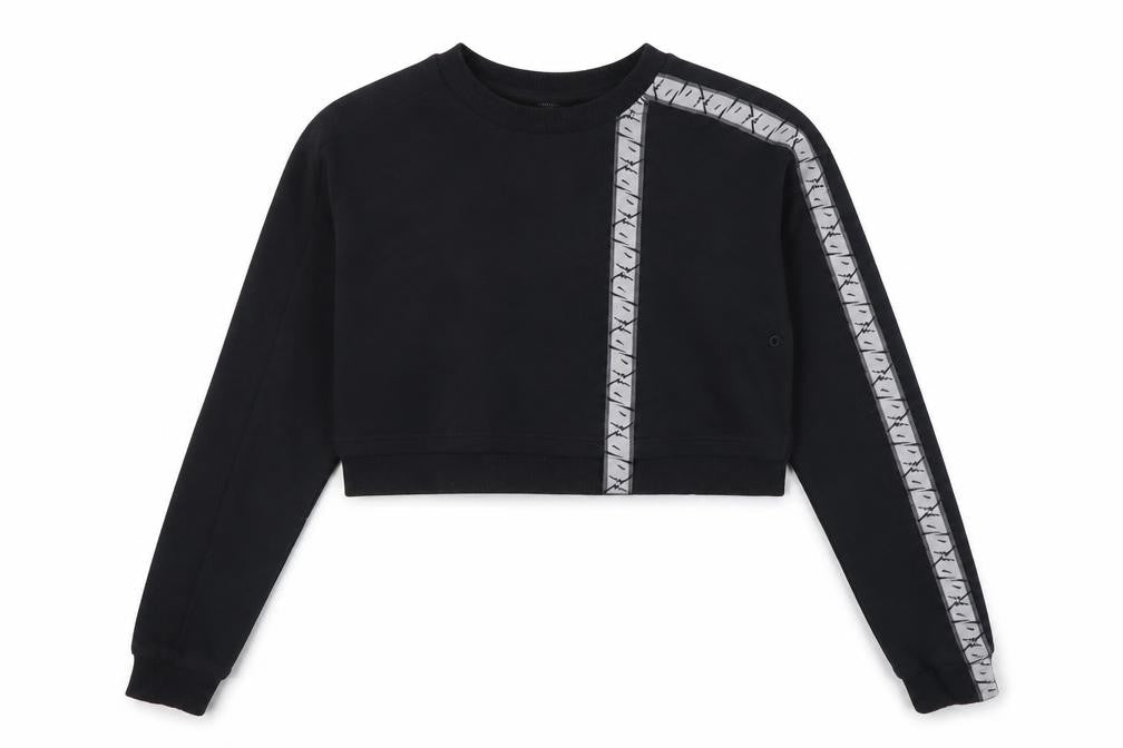 Gymshark Women Black Small Cropped Crew Neck Sweatshirt