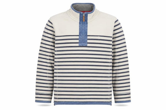 FatFace Men's Beige Striped 1/4 Zip Cotton Sweatshirt XL