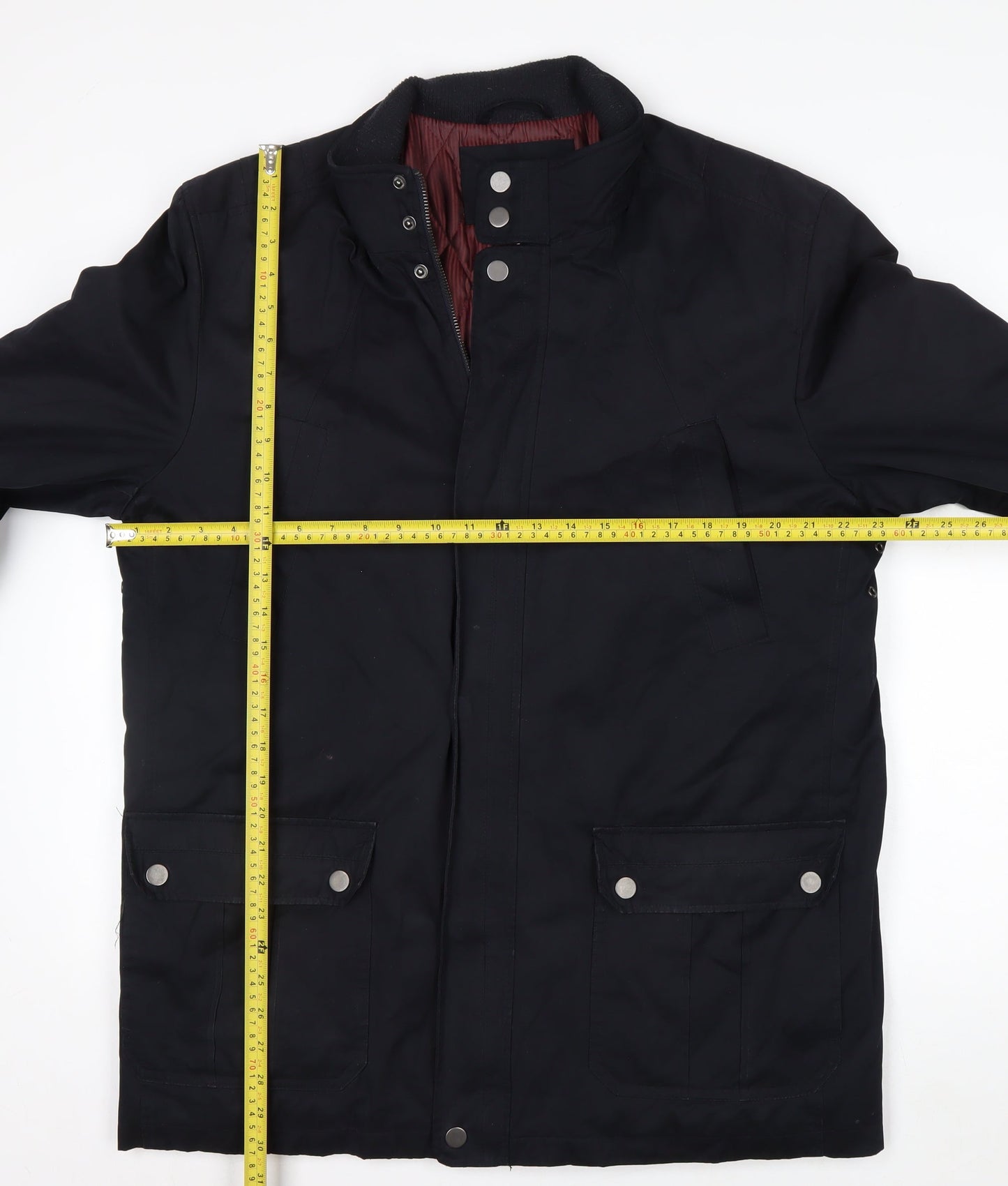 Thomas Nash Men's Black L Parka Jacket Lined Mid-Length Cotton Blend