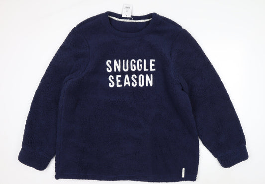George Women Navy Blue Snuggle Season Fleece Pullover Sweatshirt 2XL