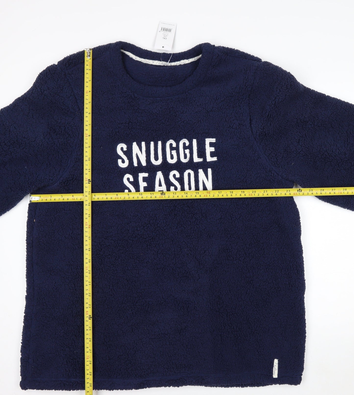 George Women Navy Blue Snuggle Season Fleece Pullover Sweatshirt 2XL