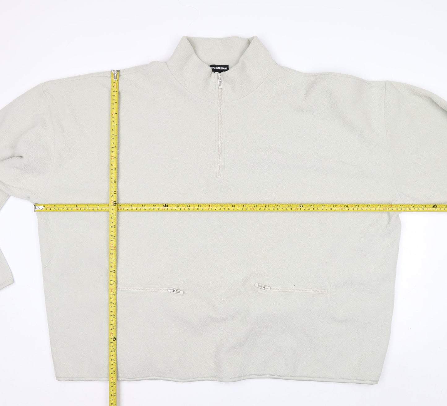 PrettyLittleThing Men’s Beige Fleece 1/4 Zip Pullover Sweatshirt XL