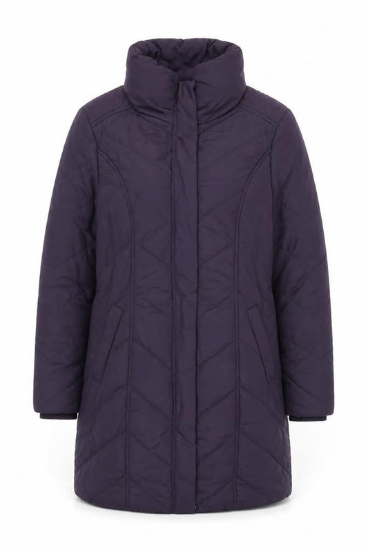 Roman Originals Womens Purple Quilted Long Coat Size 12