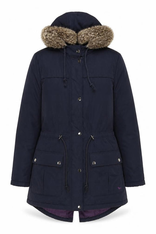 Country Rose Women's Blue Faux Fur Hooded Parka Coat Size 10
