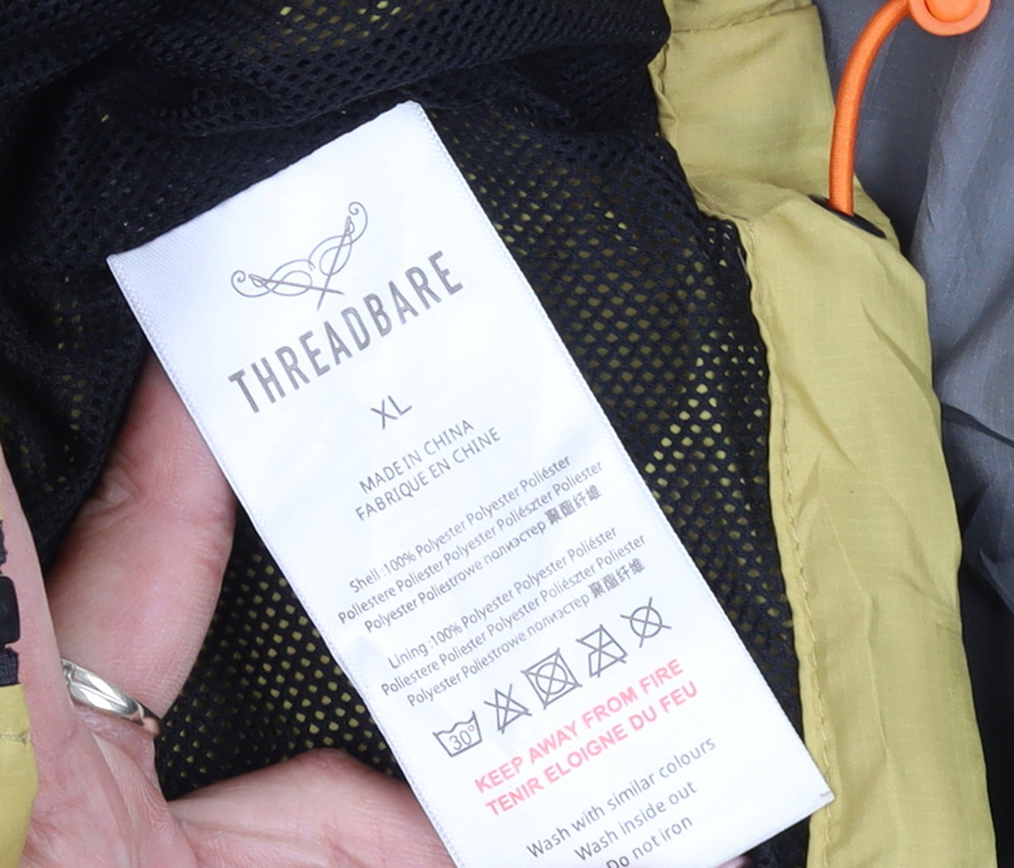 Threadbare Men's Yellow XL Windbreaker Hooded Jacket