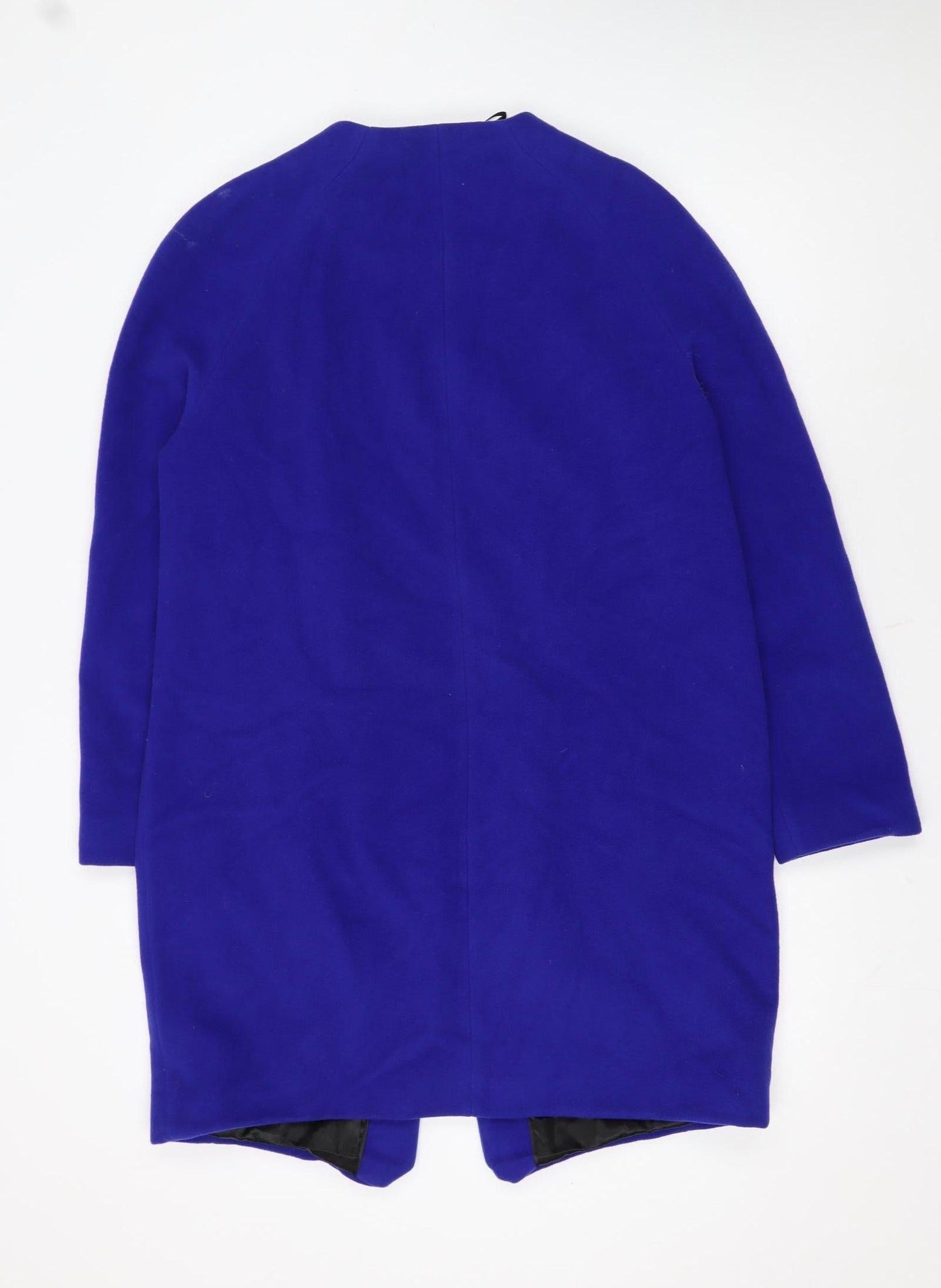 Marks and Spencer Women Blue Wool Cashmere Mid-Length Zip Coat UK 12