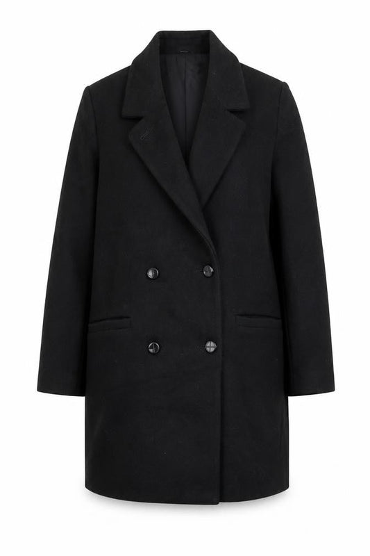 Forecaster of Boston Women's Black Wool Blend Long Overcoat Size 8