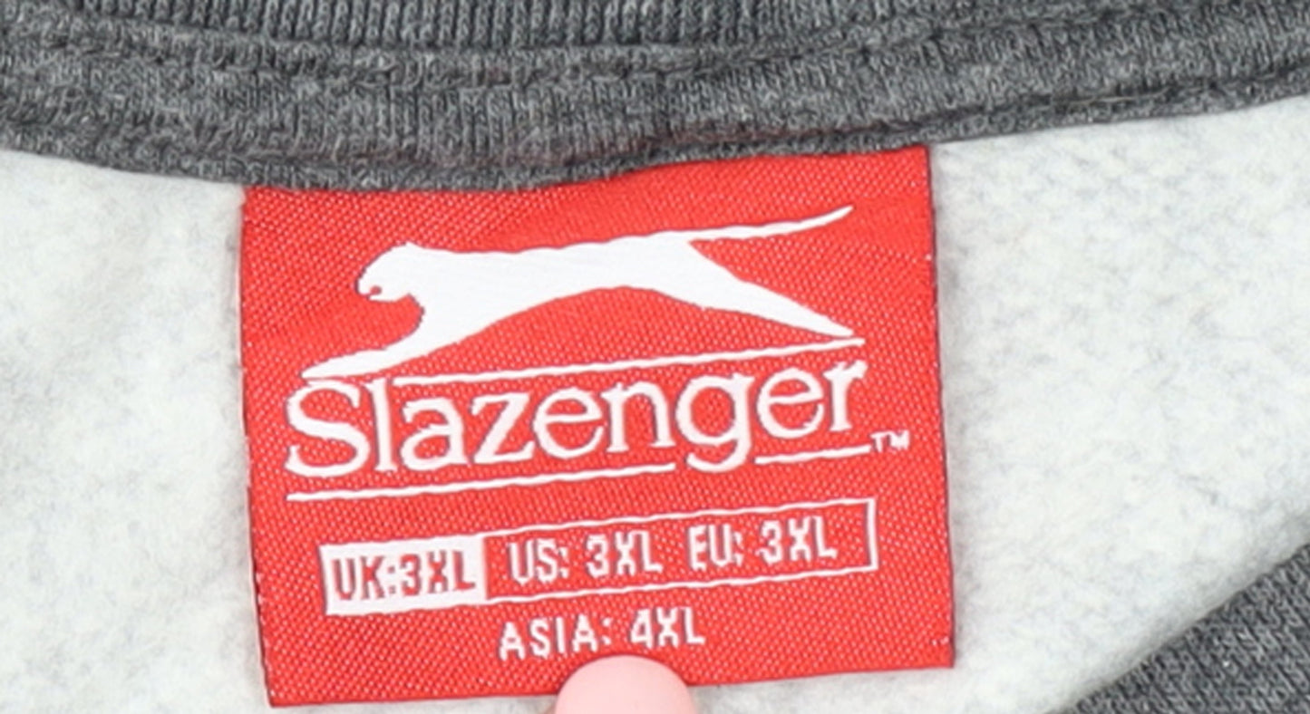 Slazenger Men's Grey 3XL Pullover Sweatshirt Crew Neck Fleece